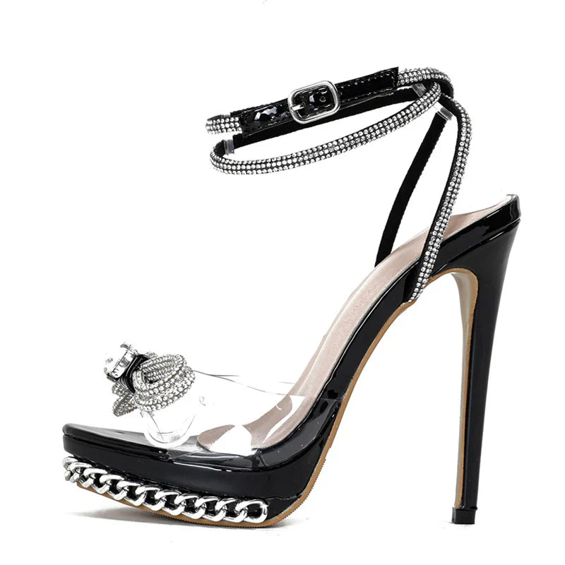 Crystal Bowknot Transparent Designer High Heel