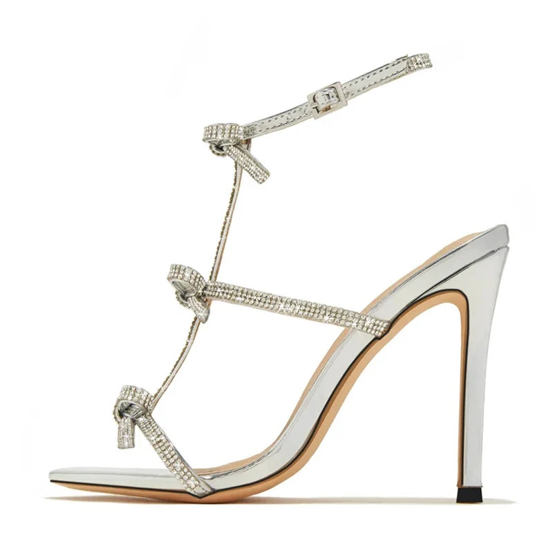 Elegant Glitter Rhinestone Bowknot Party High Heel