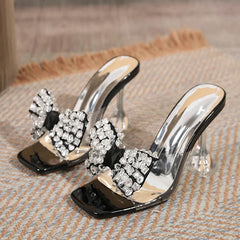 Trendy Big Size Clear High Heel Modern Slippers Transparent High Heel