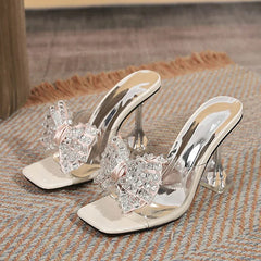 Trendy Big Size Clear High Heel Modern Slippers Transparent High Heel