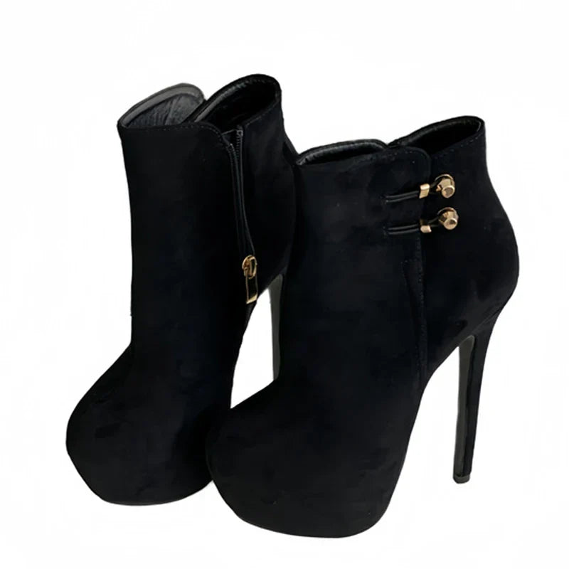 Trendy  Elasticity Buckle Strap Platform Boots High Heel