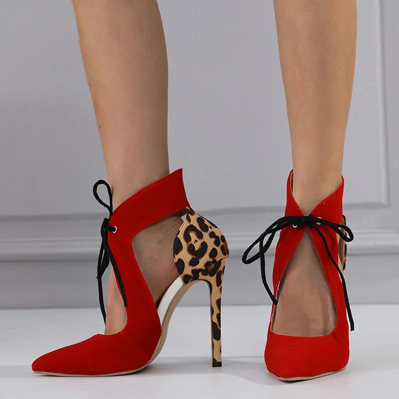 Cross-Tied Pumps Pointed Toe Wedding Stripper High Heel High Heel