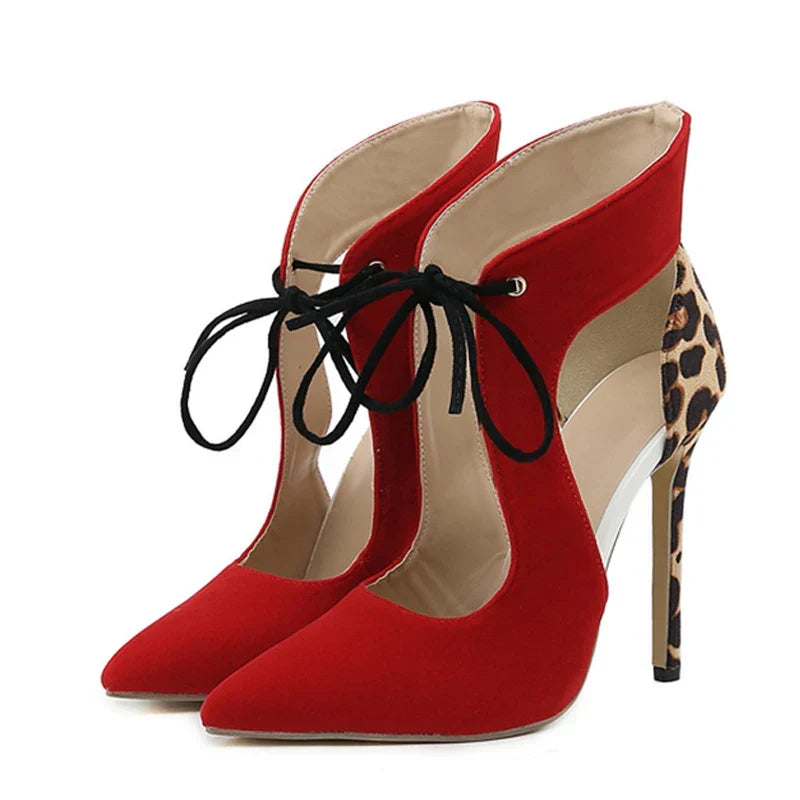Cross-Tied Pumps Pointed Toe Wedding Stripper High Heel High Heel