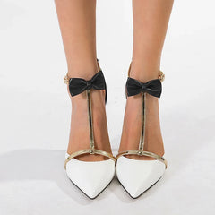 Design Bowknot Ankle Strap Pointed Toe High Heel