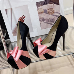 Design Bowknot Round Toe Platform Pumps High Heel