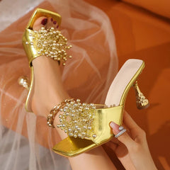 Design Pearl Cozy Leather Square Toe High Heel