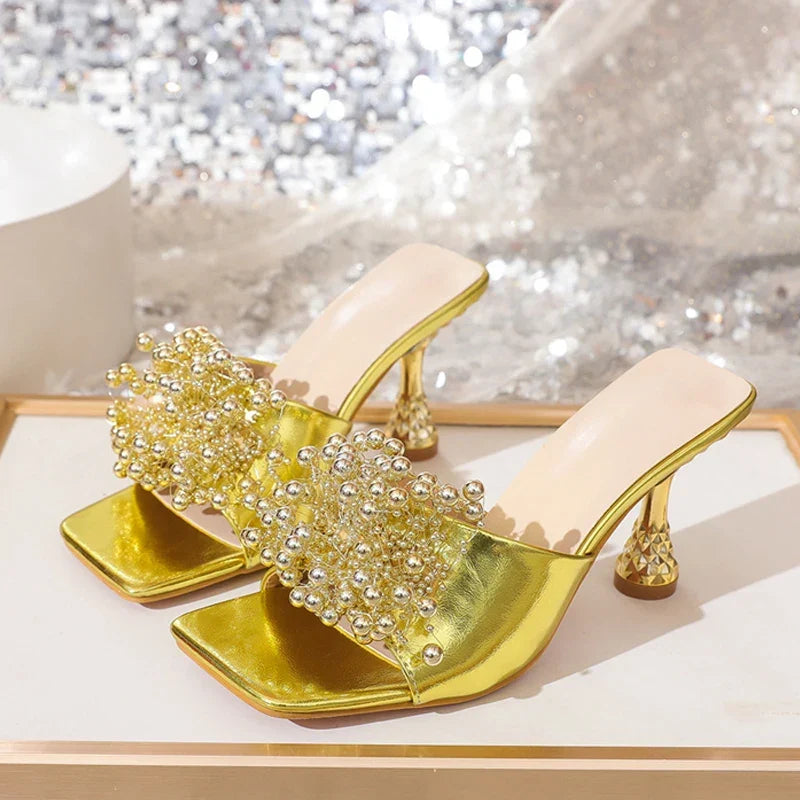 Design Pearl Cozy Leather Square Toe High Heel