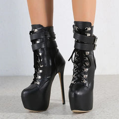 Bold  Buckle Strap Extreme High Heel Platform Boots High Heel