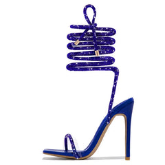 Gold Crystal Ankle Cross Strap Party High Heel