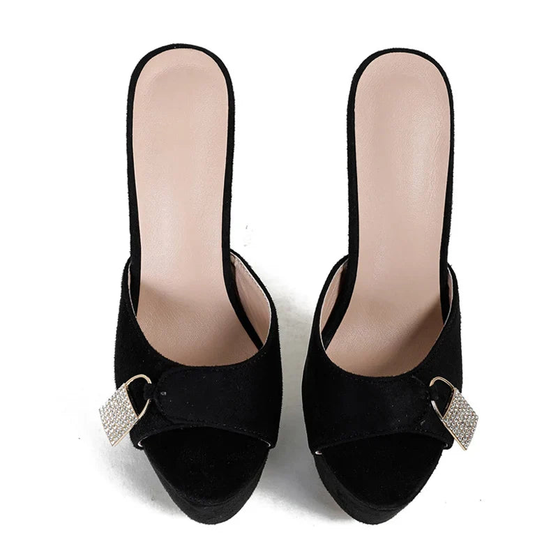 Glamorous  Metal Buckle Platform Super Thin High Heel High Heel