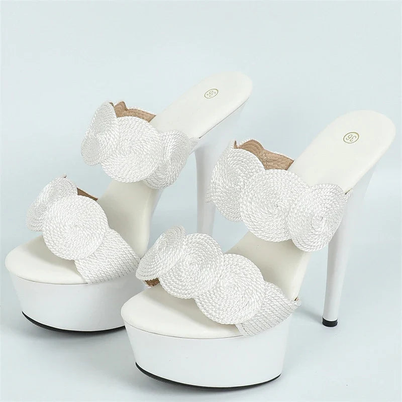 Peep Toe Pole Dance Platform Slipper Handmade High Heel High Heel