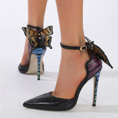 Pointed Toe Slingback Big Butterfly High Heel High Heel