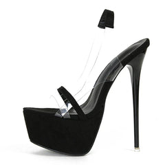 Trendy  Snake Print Back Strap Platform Open Toe High Heel