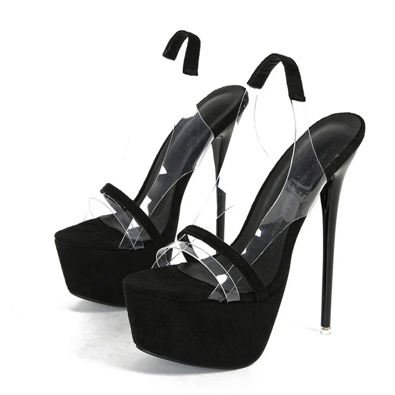 Trendy  Snake Print Back Strap Platform Open Toe High Heel