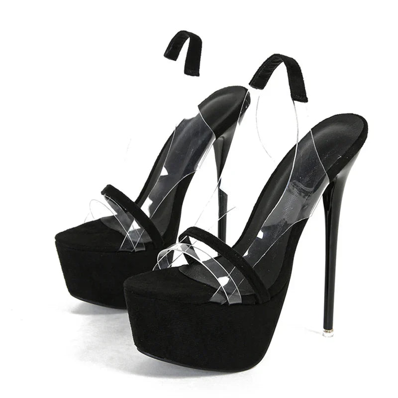 Trendy  Snake Print Back Strap Platform Open Toe High Heel