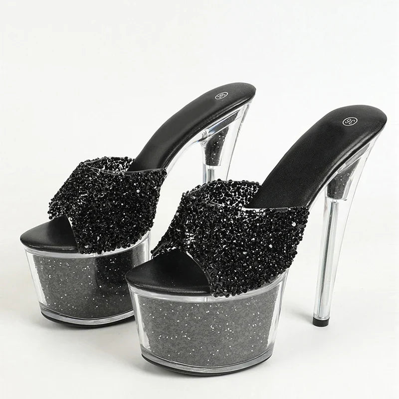 Size 34-43 20CM Platform Sequined Transparent High High Heel