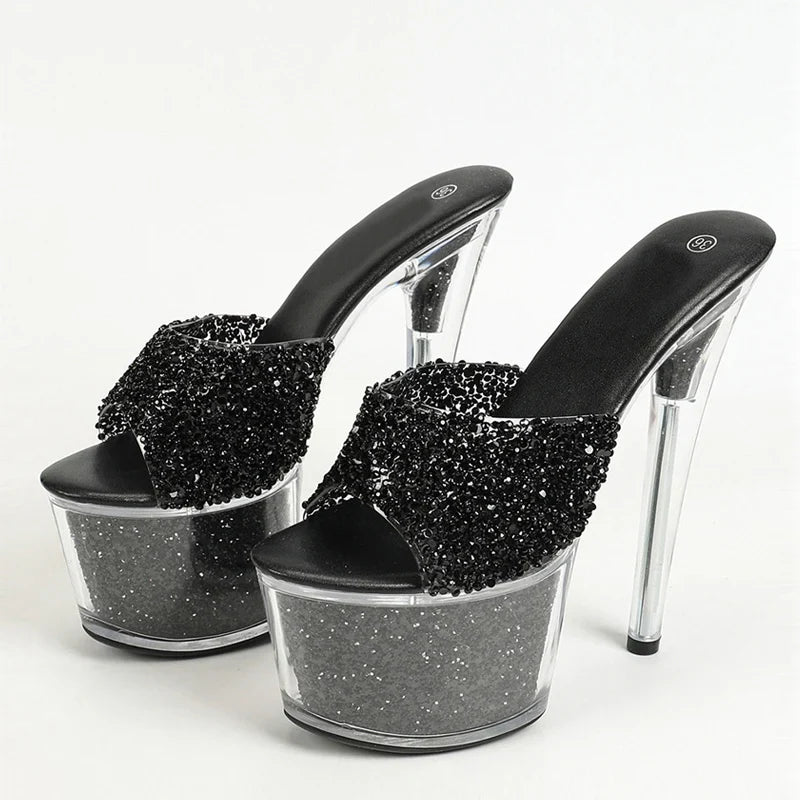 Size 34-43 20CM Platform Sequined Transparent High High Heel