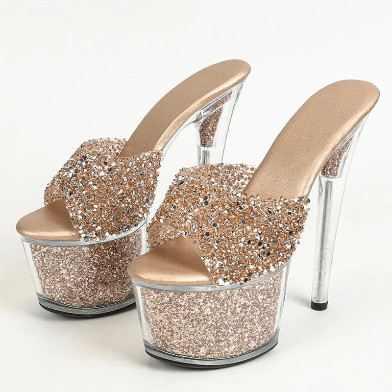 Size 34-43 20CM Platform Sequined Transparent High High Heel