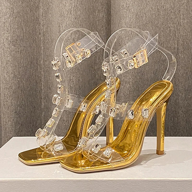 Stylish Crystal Diamond PVC Transparent High Heel