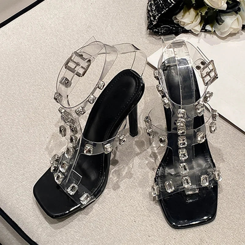 Stylish Crystal Diamond PVC Transparent High Heel