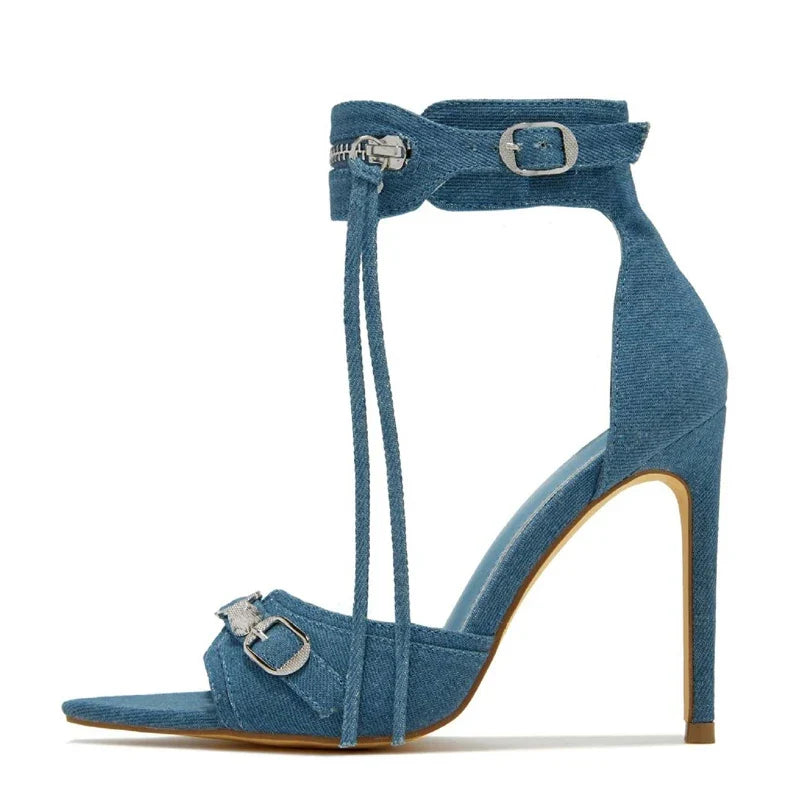 Stylish Zip Tassel Metal Rivet Stripper Heels High Heel