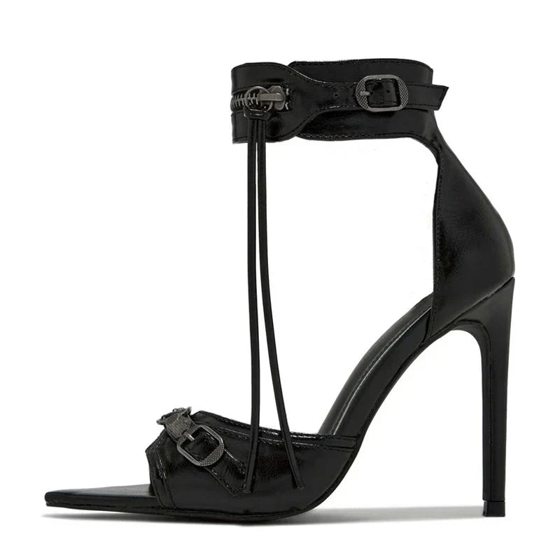 Stylish Zip Tassel Metal Rivet Stripper Heels High Heel