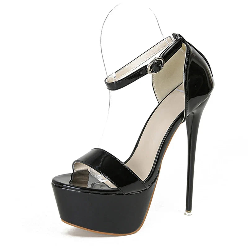 Open Toe High Heel Red Ankle Strap Extreme High Heel
