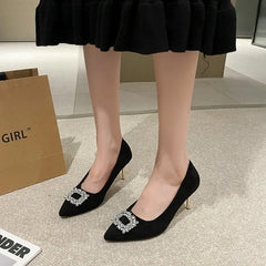 High Pointed Toe Designer Stiletto Trend New Suede Elegant Shoes Low Heel Pumps