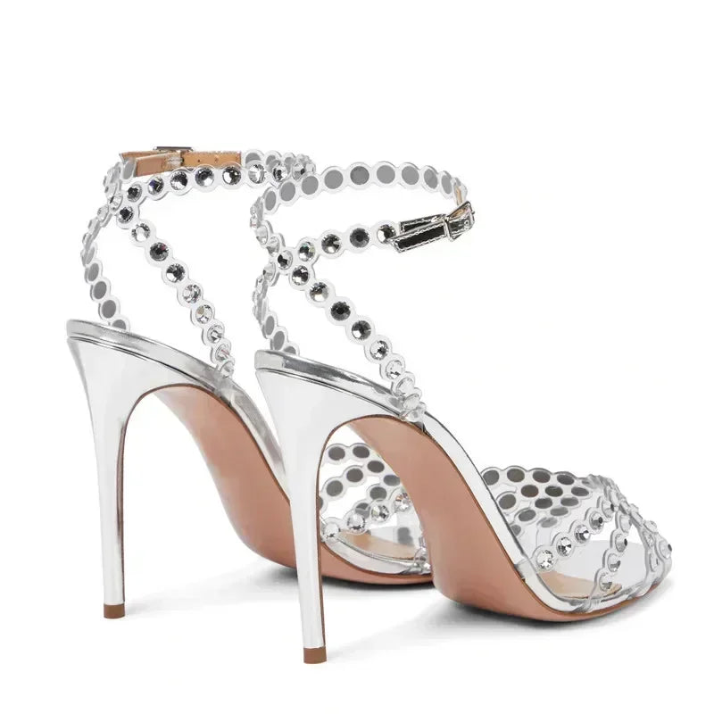 Crystal Thin High Transparent Rhinestone Fish Mouth High Heel
