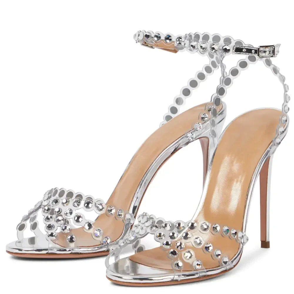 Crystal Thin High Transparent Rhinestone Fish Mouth High Heel