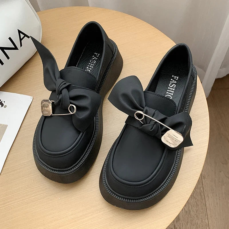 Fur Round Toe British Style Preppy Comfortable Leather Creepers Loafers