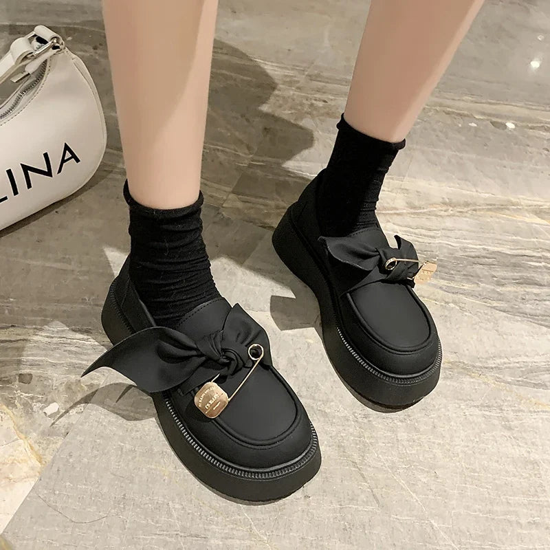 Fur Round Toe British Style Preppy Comfortable Leather Creepers Loafers