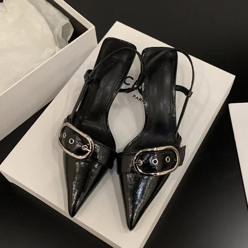 Pointed Toe Designer Walking Slippers Casual Party Slides Low Heel Pumps