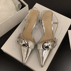 Pointed Toe Designer Walking Slippers Casual Party Slides Low Heel Pumps