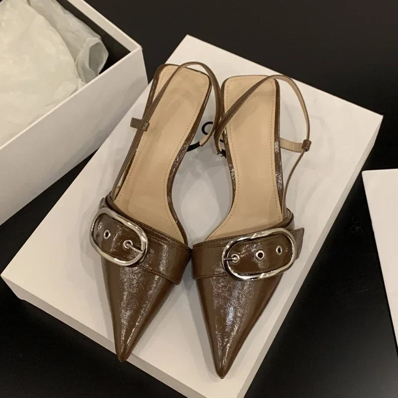 Pointed Toe Designer Walking Slippers Casual Party Slides Low Heel Pumps