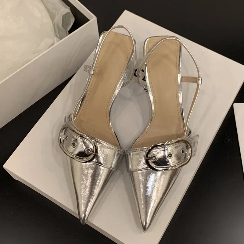 Pointed Toe Designer Walking Slippers Casual Party Slides Low Heel Pumps
