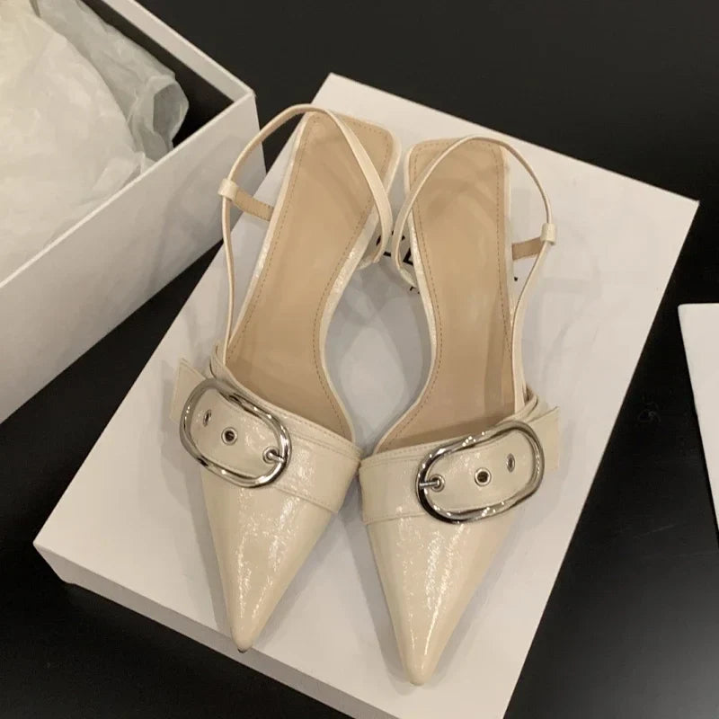 Pointed Toe Designer Walking Slippers Casual Party Slides Low Heel Pumps
