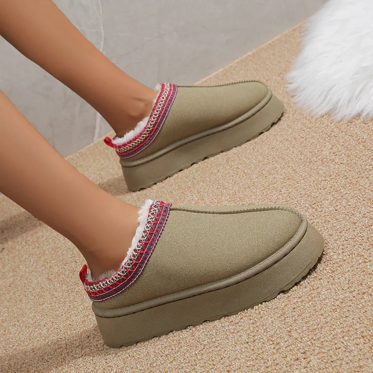 Ankle Flats Platform Stylish Plush Warm Snow Boot