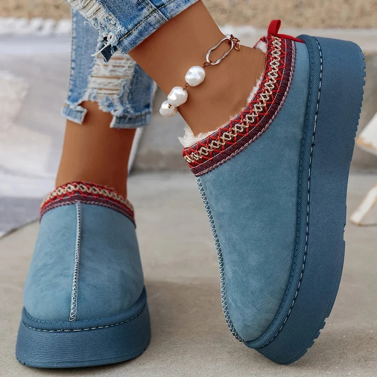 Ankle Flats Platform Stylish Plush Warm Snow Boot