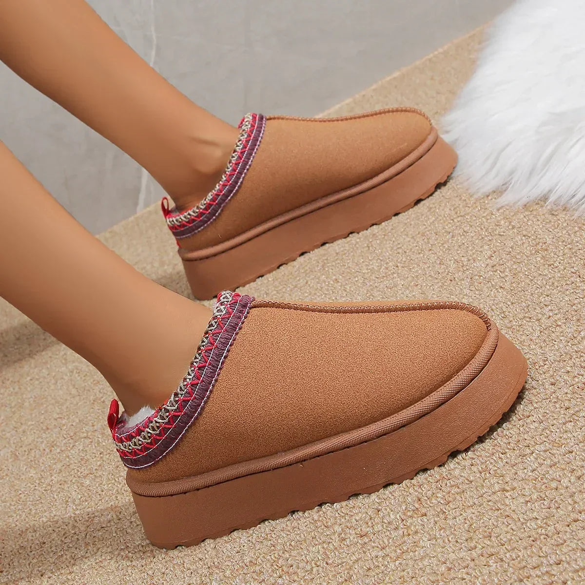 Ankle Flats Platform Stylish Plush Warm Snow Boot