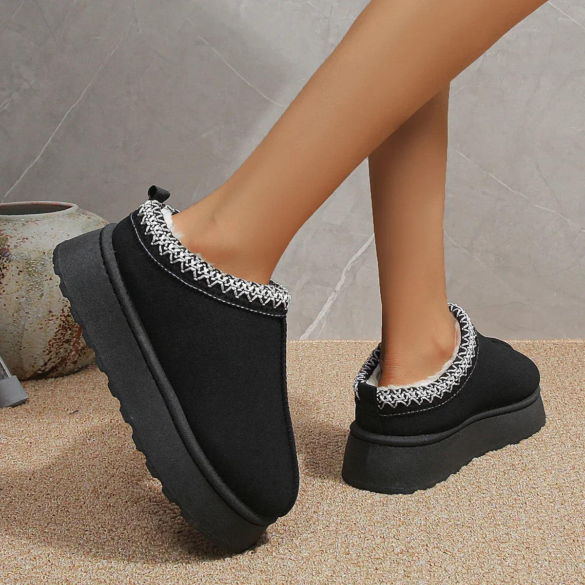Ankle Flats Platform Stylish Plush Warm Snow Boot