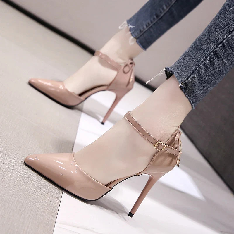 Pointed Toe Black Wedding Nude Bridal High Heel
