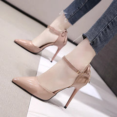 Pointed Toe Black Wedding Nude Bridal High Heel