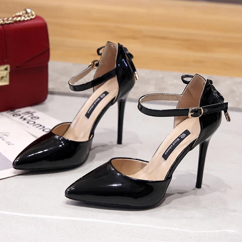 Pointed Toe Black Wedding Nude Bridal High Heel