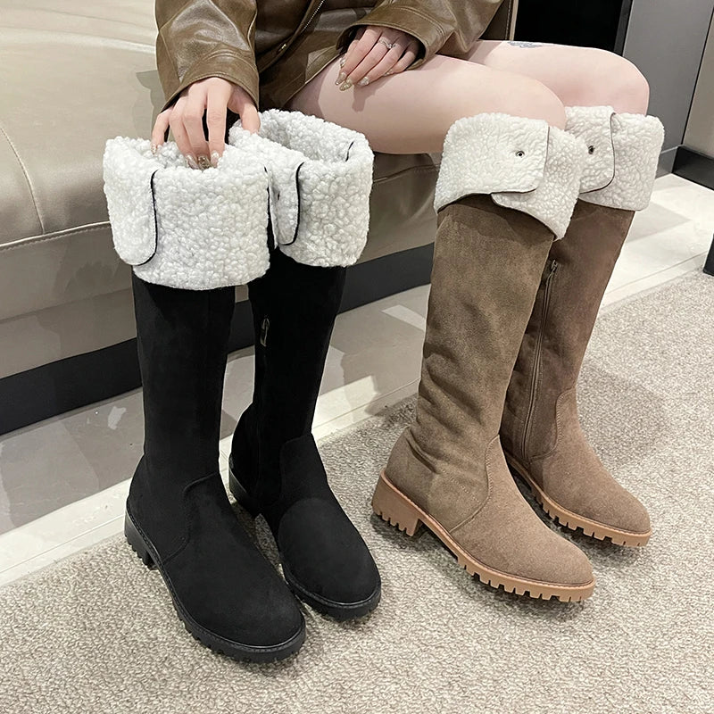 Rivet Pointed Toe Stylish Knee High Boots