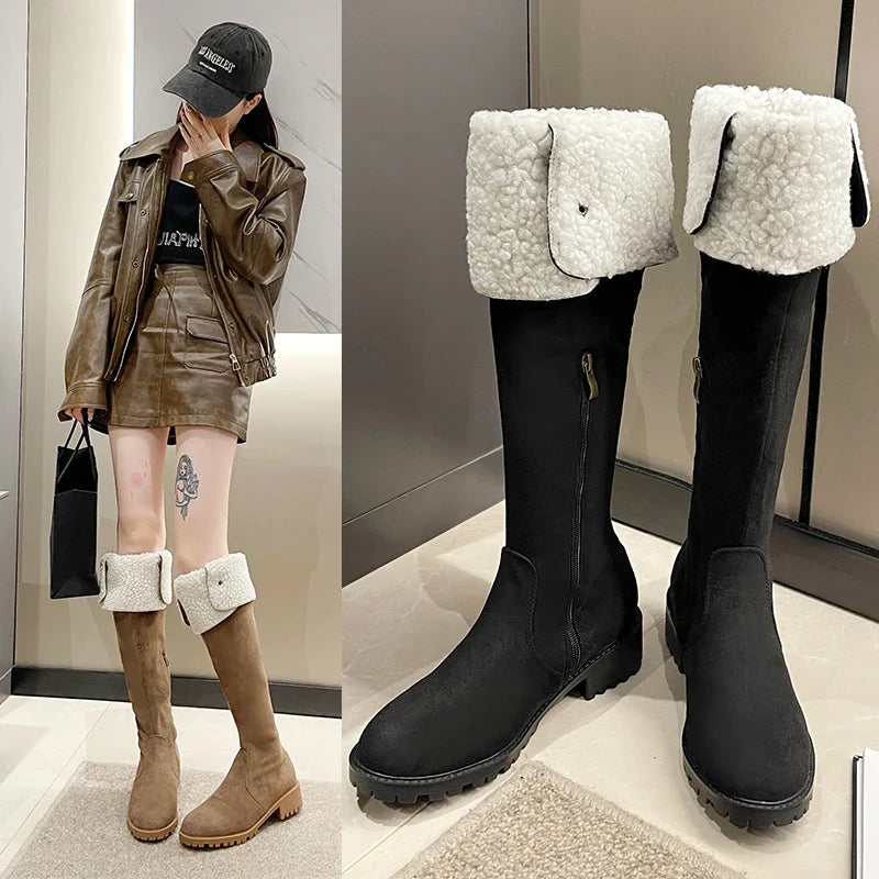 Rivet Pointed Toe Stylish Knee High Boots