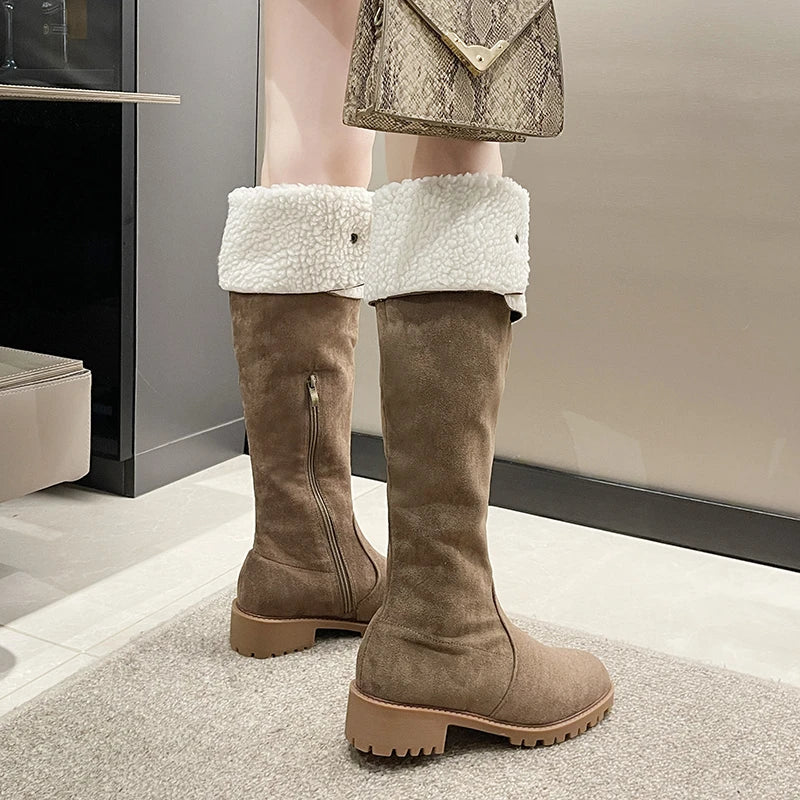 Rivet Pointed Toe Stylish Knee High Boots
