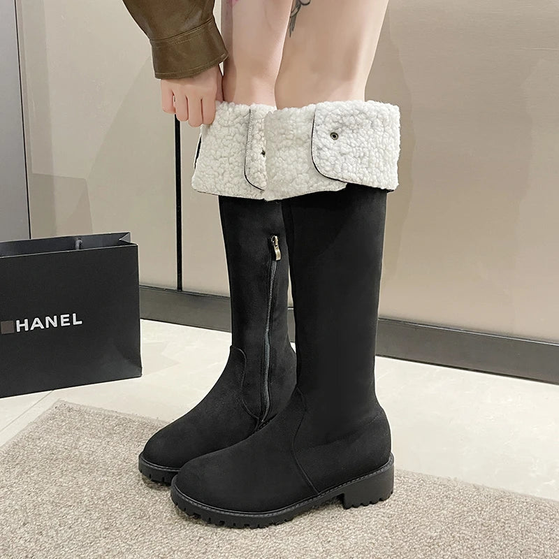 Rivet Pointed Toe Stylish Knee High Boots