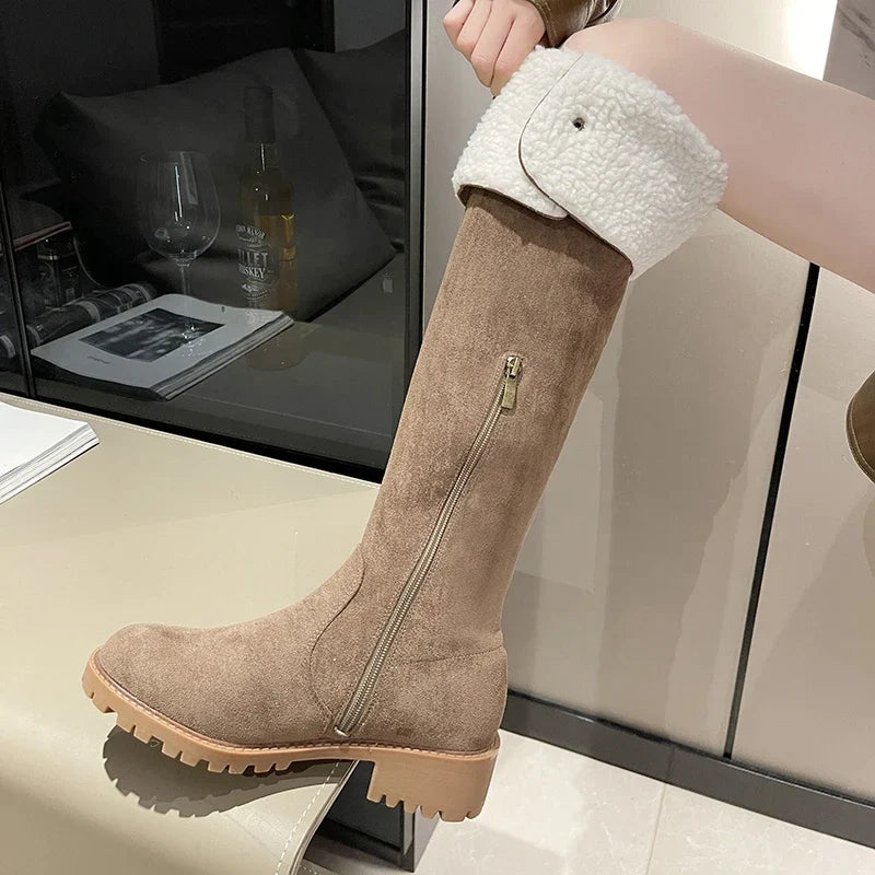 Rivet Pointed Toe Stylish Knee High Boots