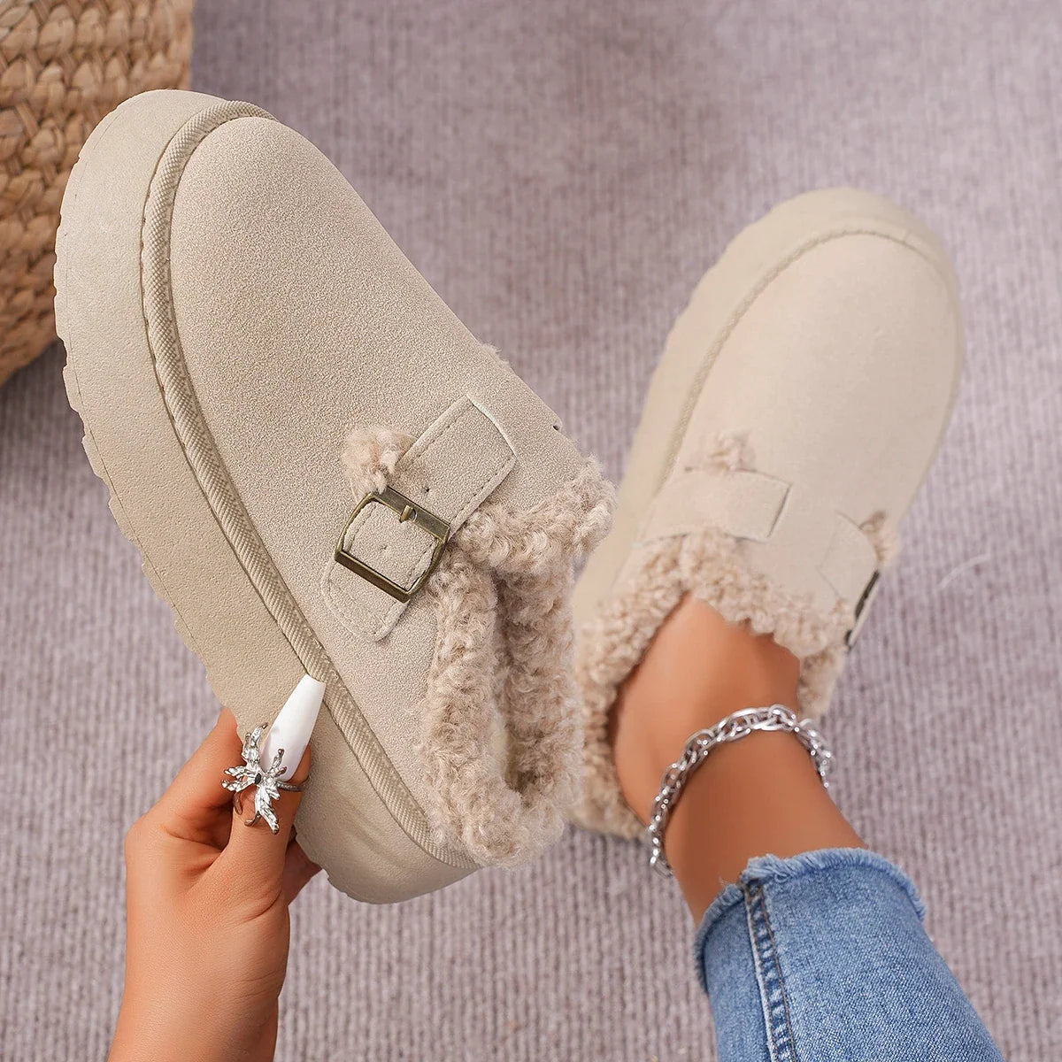 Plush Retro Comfortable Flat Sole Snow Boot